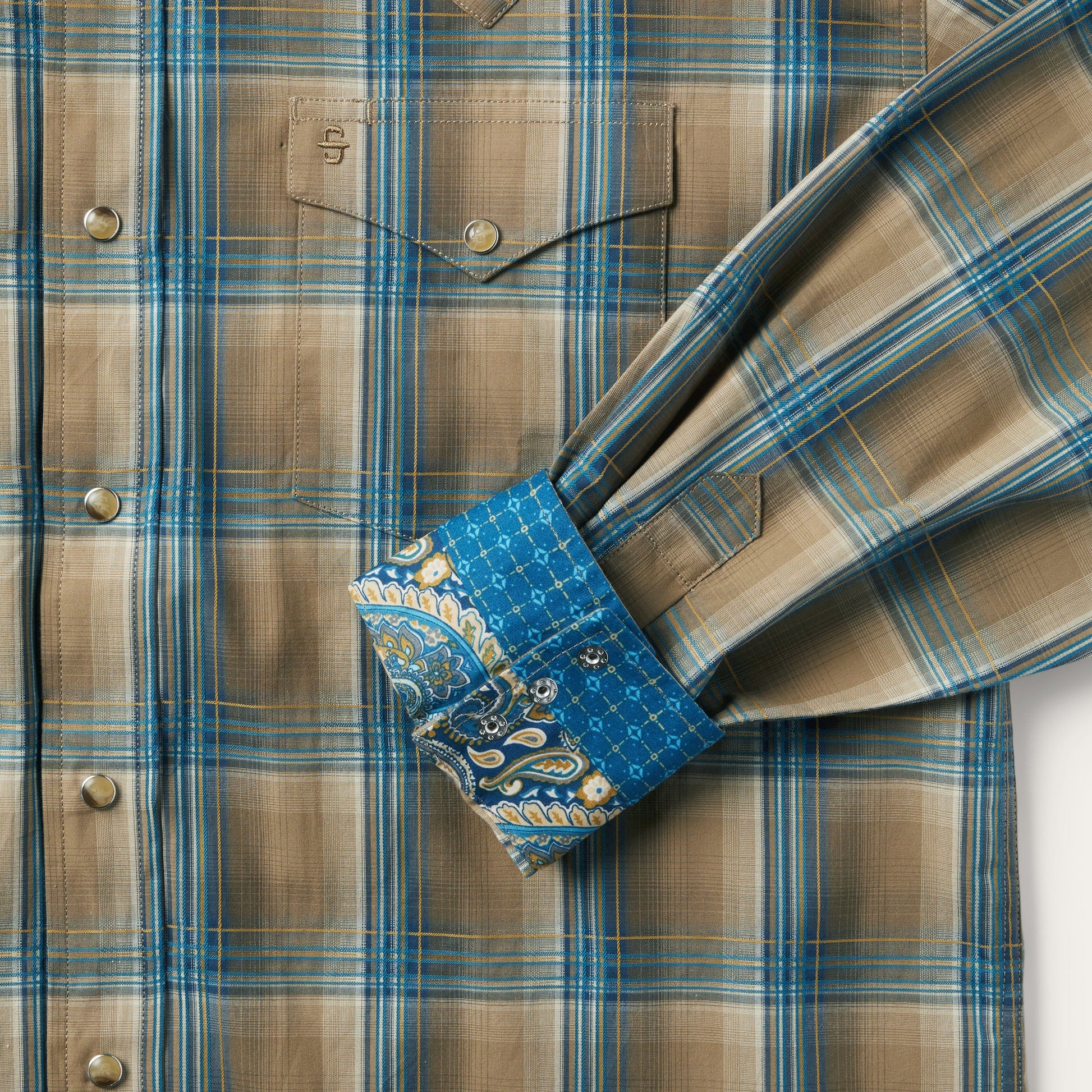 Brown Khaki Ombre Plaid Shirt / Stetson