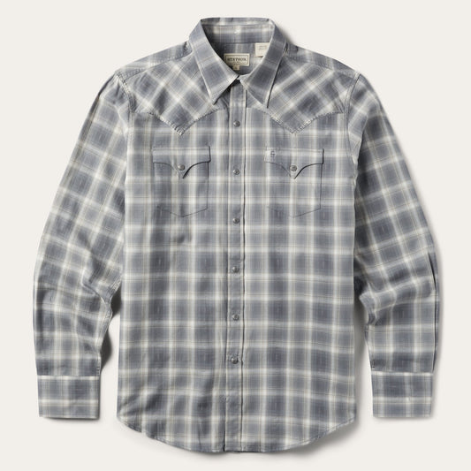 Brown Dobby Twill Plaid Shirt / Stetson