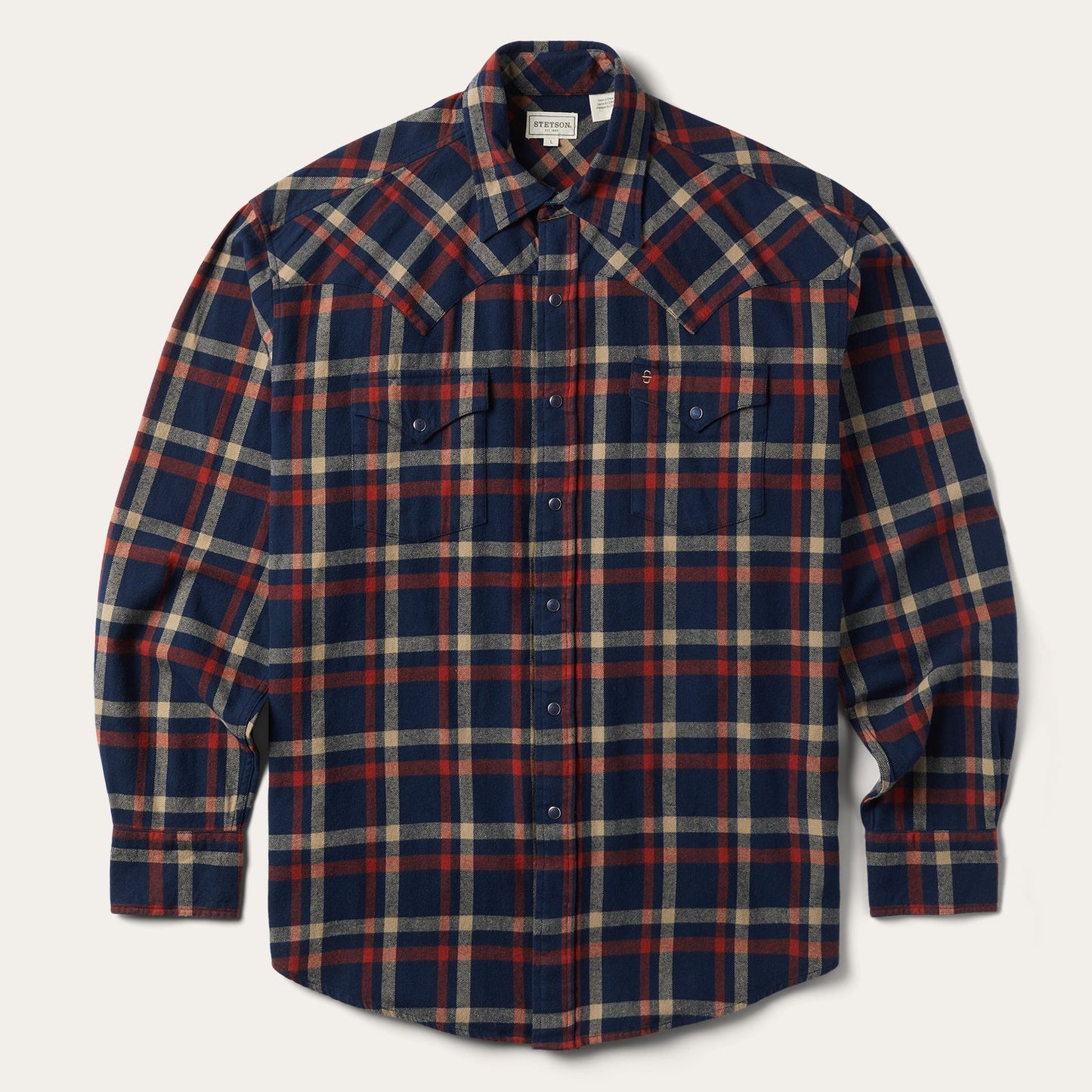 Blue Brushed Twill Plaid Shirt / Stetson