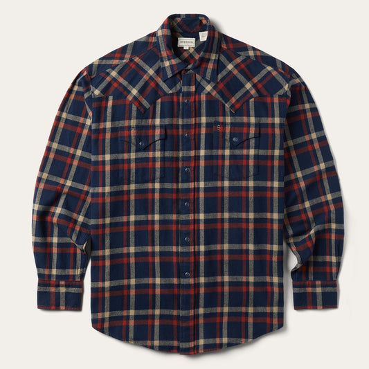 Blue Brushed Twill Plaid Shirt / Stetson