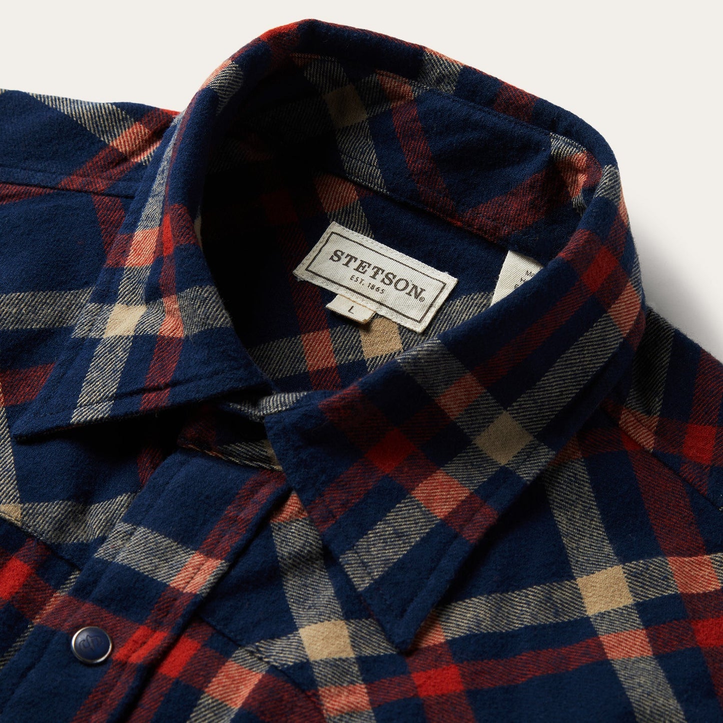 Blue Brushed Twill Plaid Shirt / Stetson