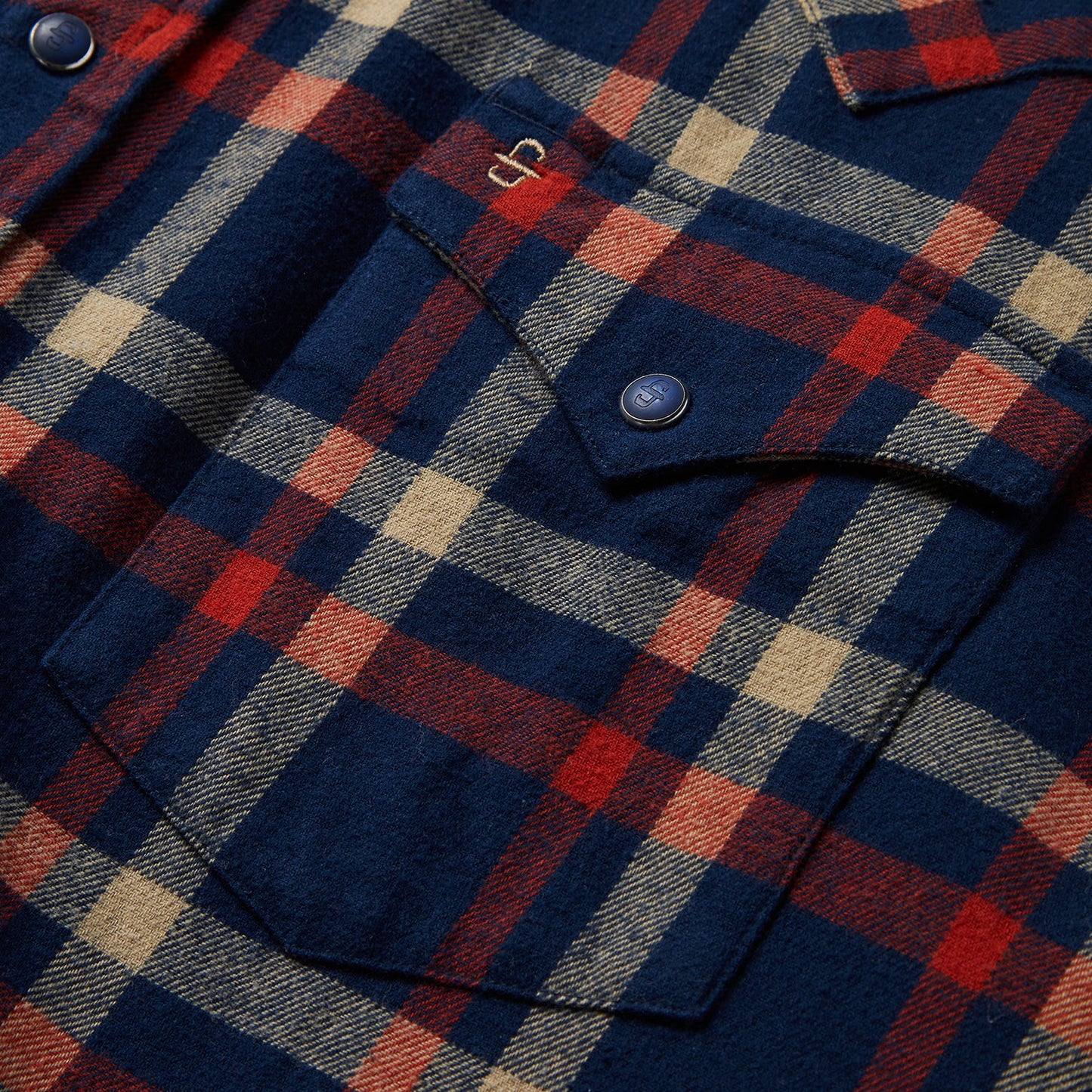 Blue Brushed Twill Plaid Shirt / Stetson