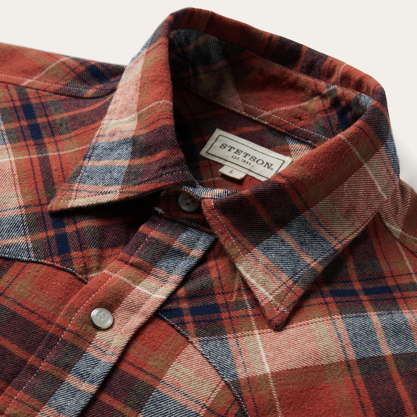 Orange Brushed Twill Plaid Shirt / Stetson