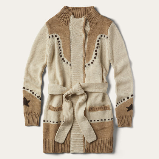 White Horseshoe & Star Belted Cardigan / Stetson