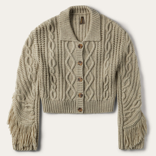 Tan Cream Fringed Cardigan / Stetson