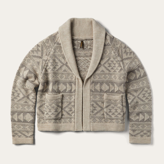 Brown Cropped Shawl Collar Cardigan / Stetson
