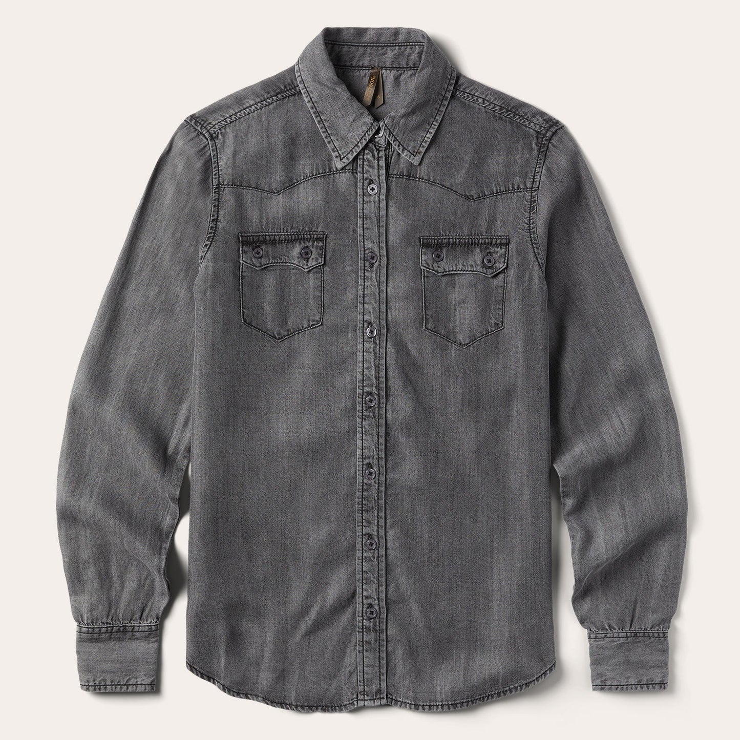 Washed Black Boyfriend Fit Denim Shirt / Stetson
