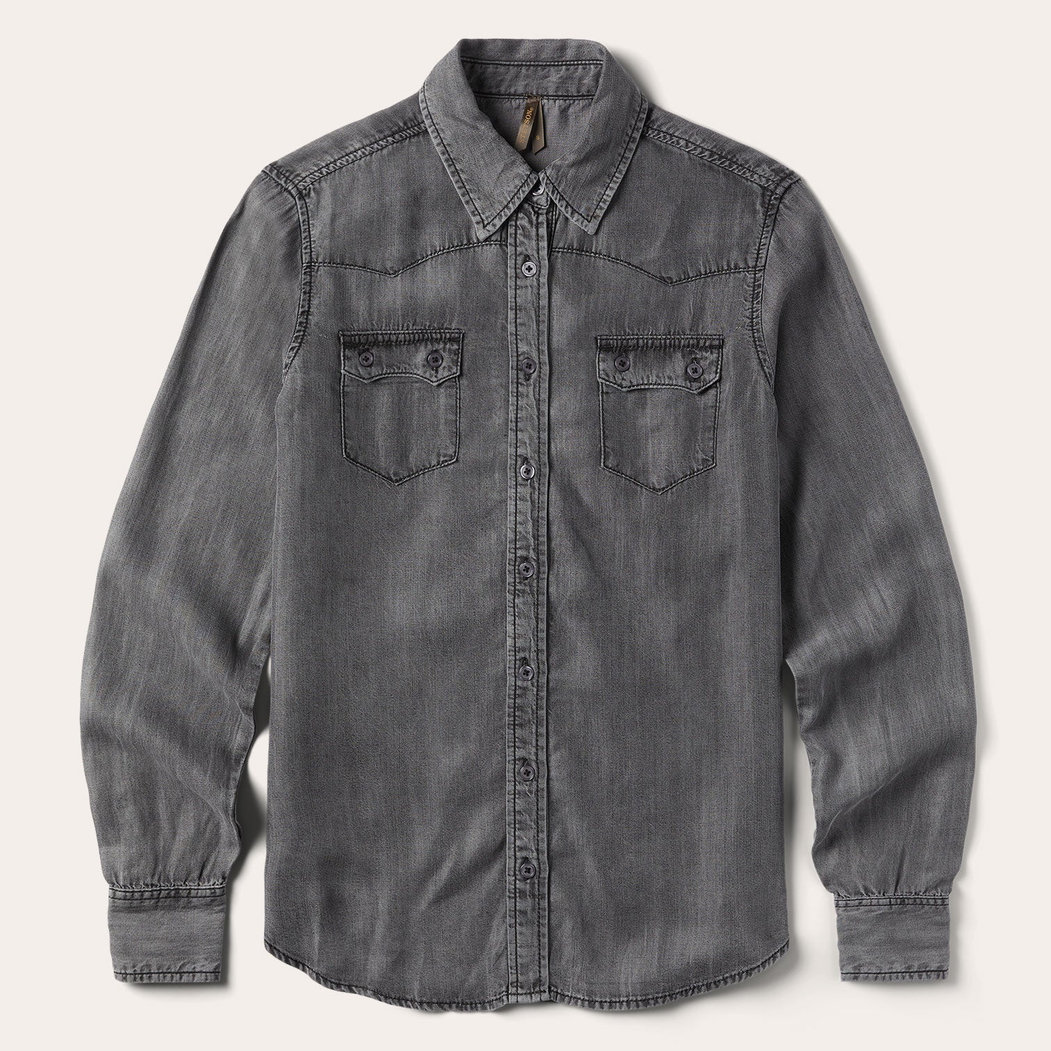 Washed Black Boyfriend Fit Denim Shirt / Stetson
