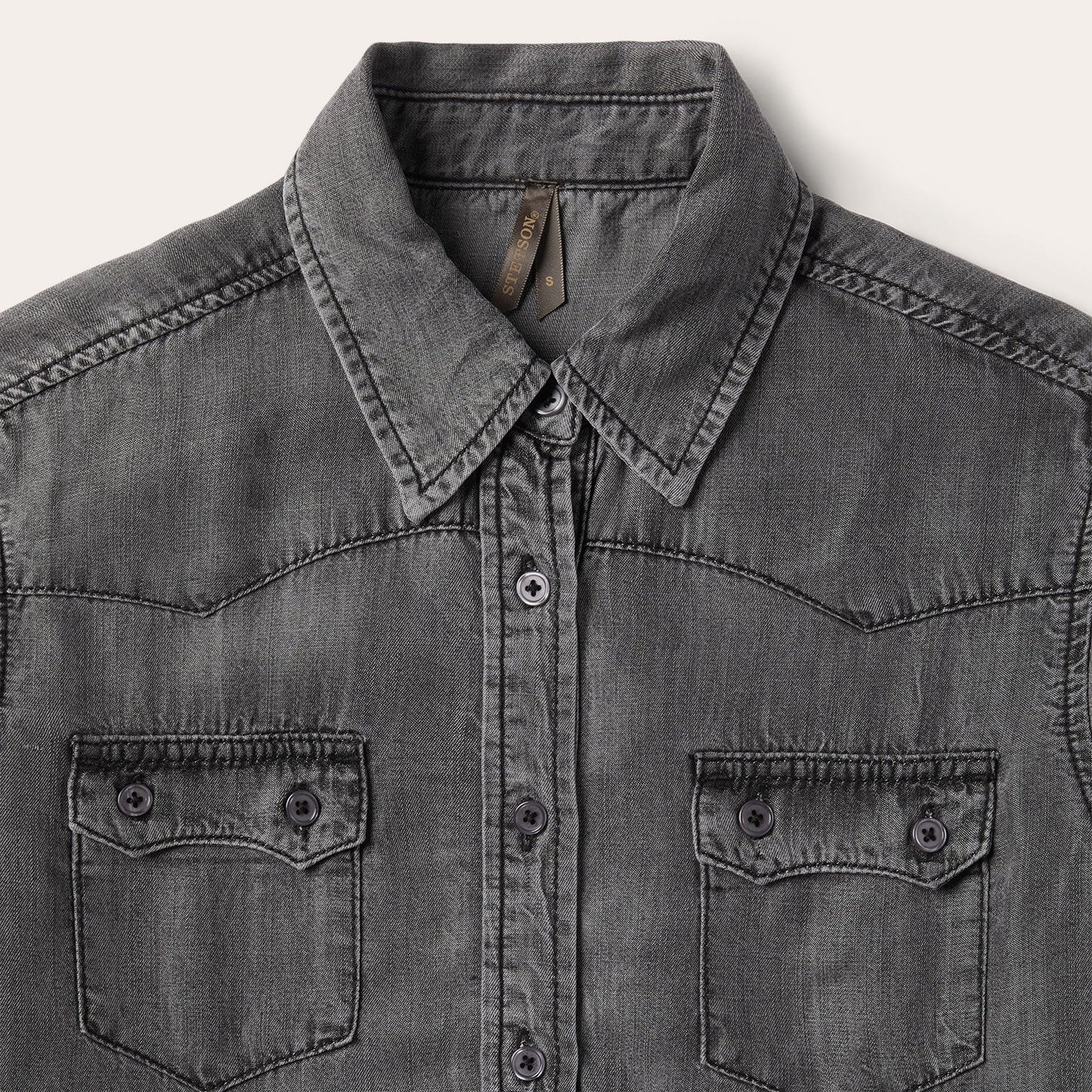 Washed Black Boyfriend Fit Denim Shirt / Stetson
