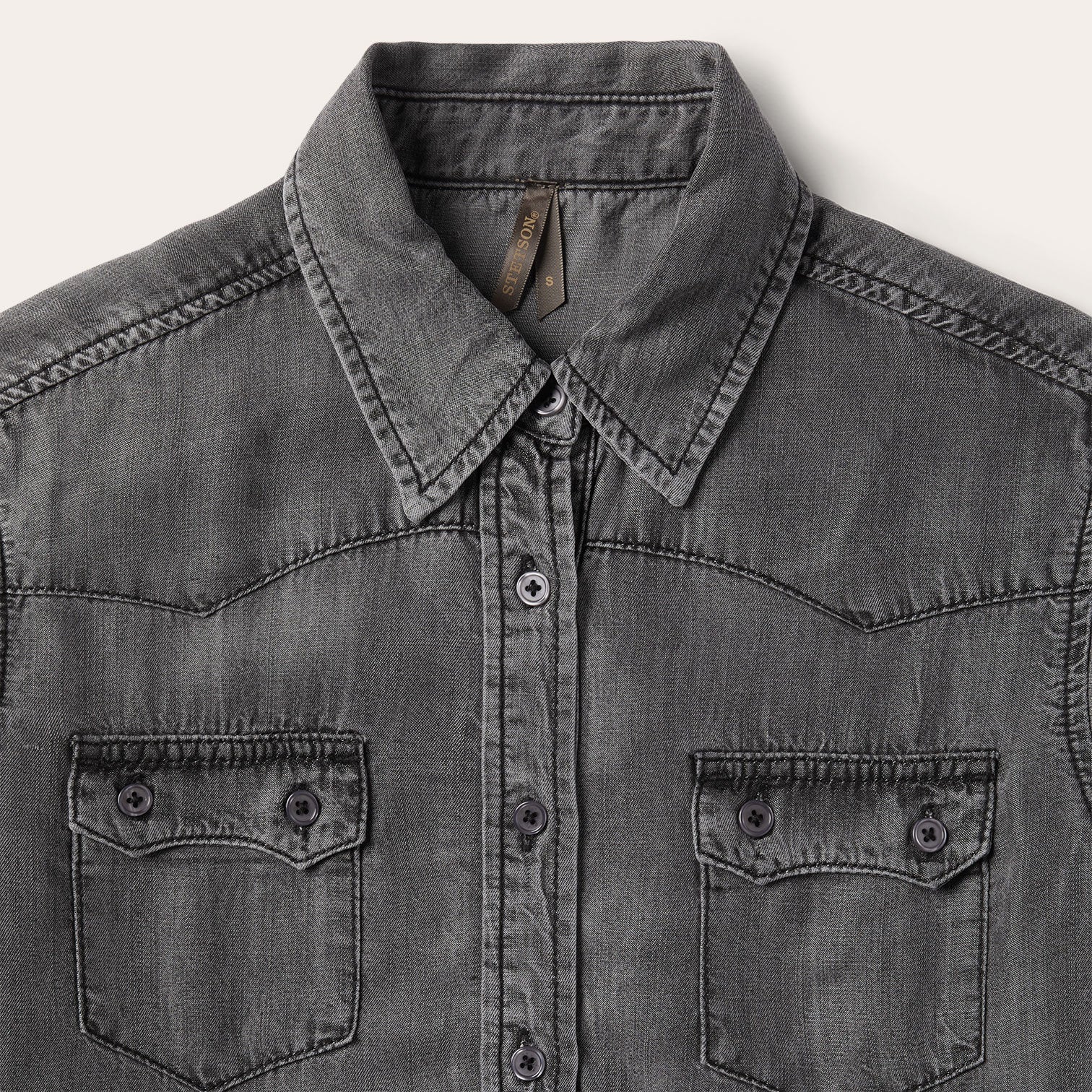 Washed Black Boyfriend Fit Denim Shirt / Stetson