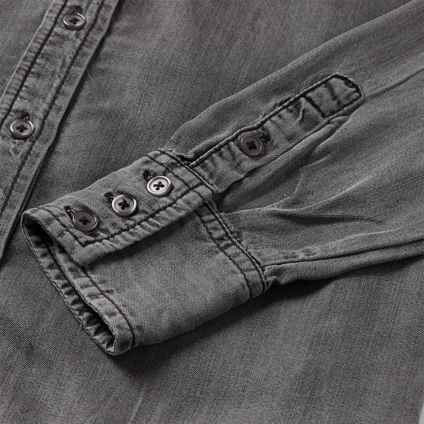 Washed Black Boyfriend Fit Denim Shirt / Stetson