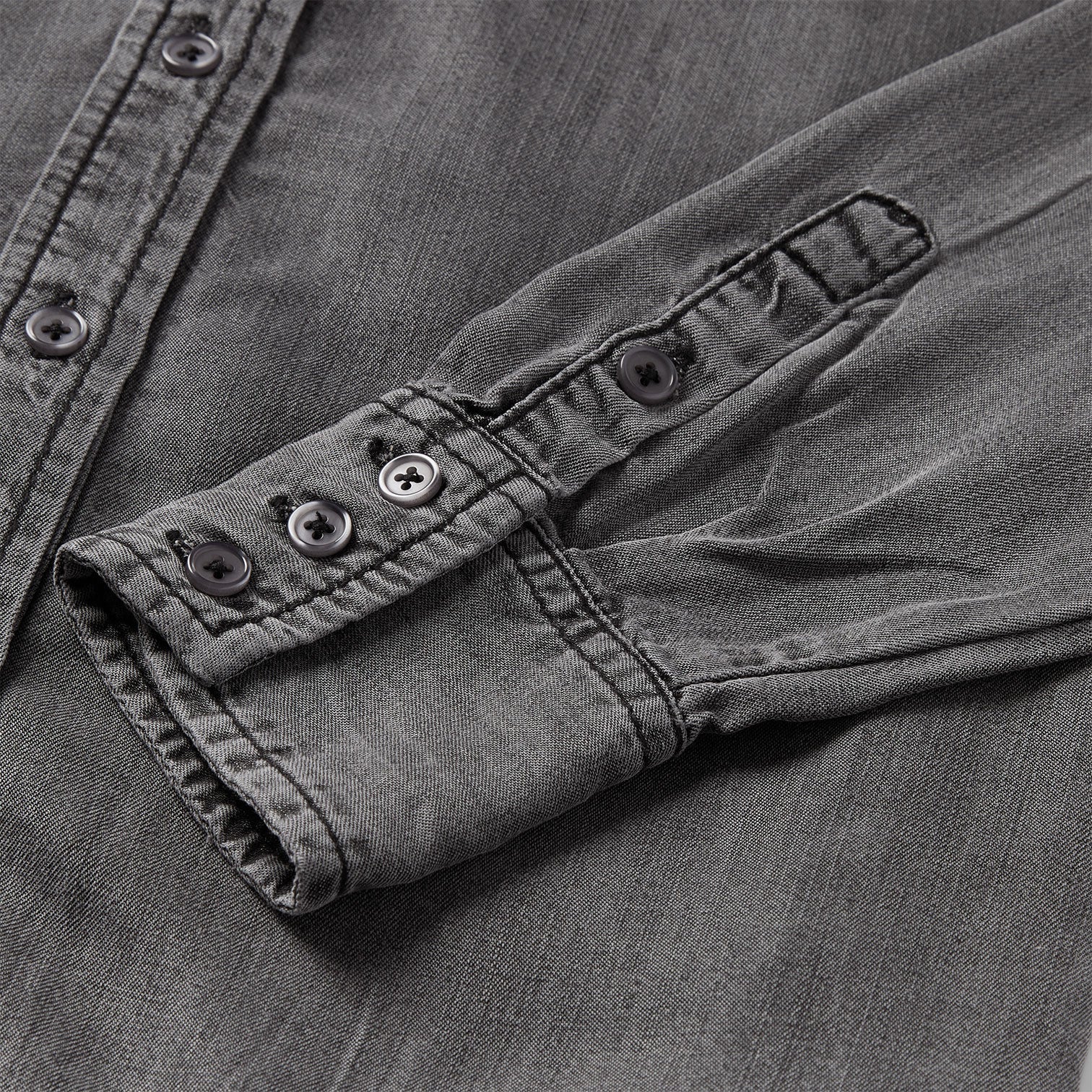 Washed Black Boyfriend Fit Denim Shirt / Stetson