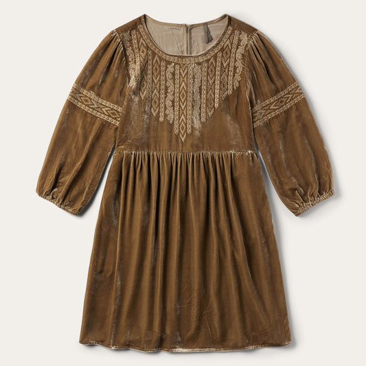 Copper Khaki Velvet Babydoll Dress / Stetson