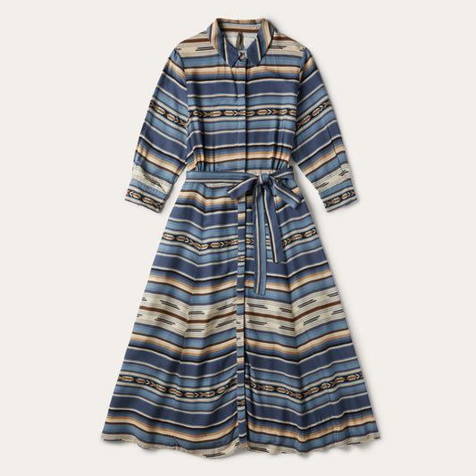 Blue Indigo Serape Print Dress / Stetson