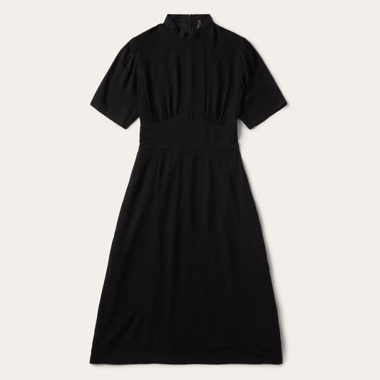 Black Black Herringbone Twill Midi Dress / Stetson