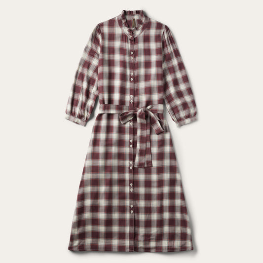 Wine Gaucho Plaid Prairie Shirt Dress / Stetson
