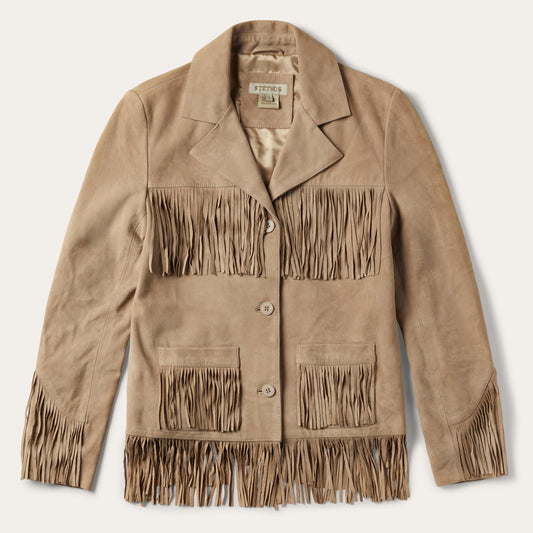 Light Tan Fringe Suede Jacket / Stetson