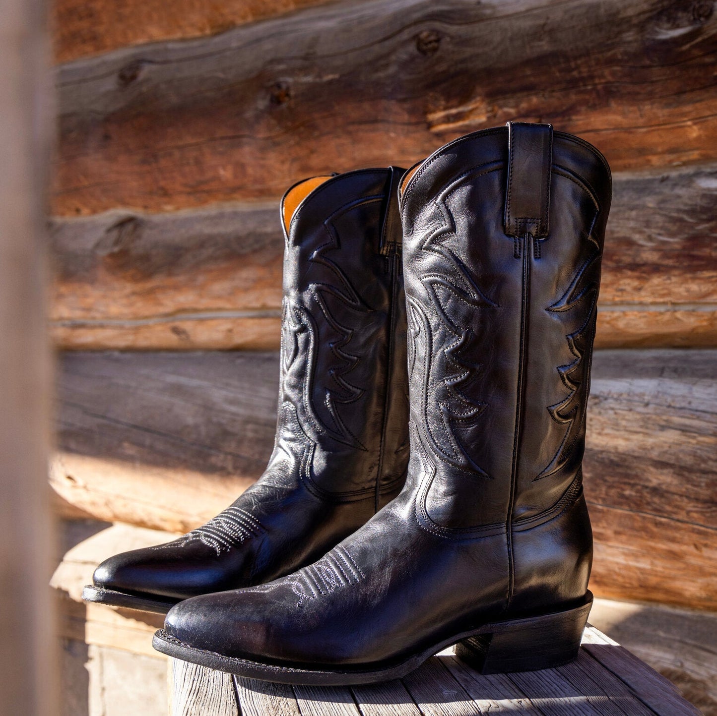 Black Ames Corded & Burnished Leather Boot / Stetson