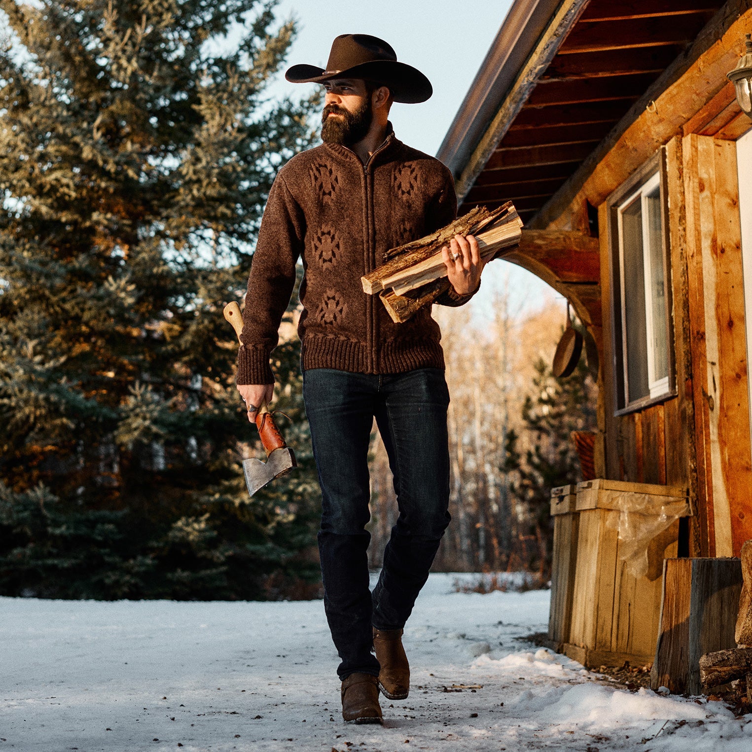Brown Vertical Aztec Cardigan / Stetson