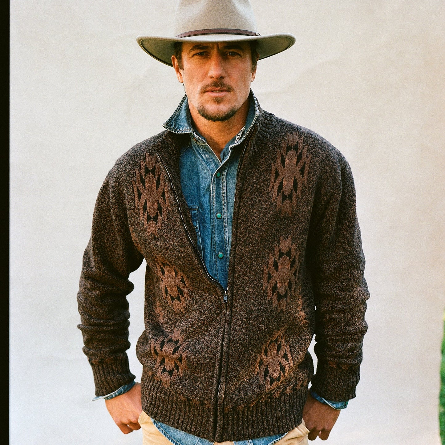 Brown Vertical Aztec Cardigan / Stetson