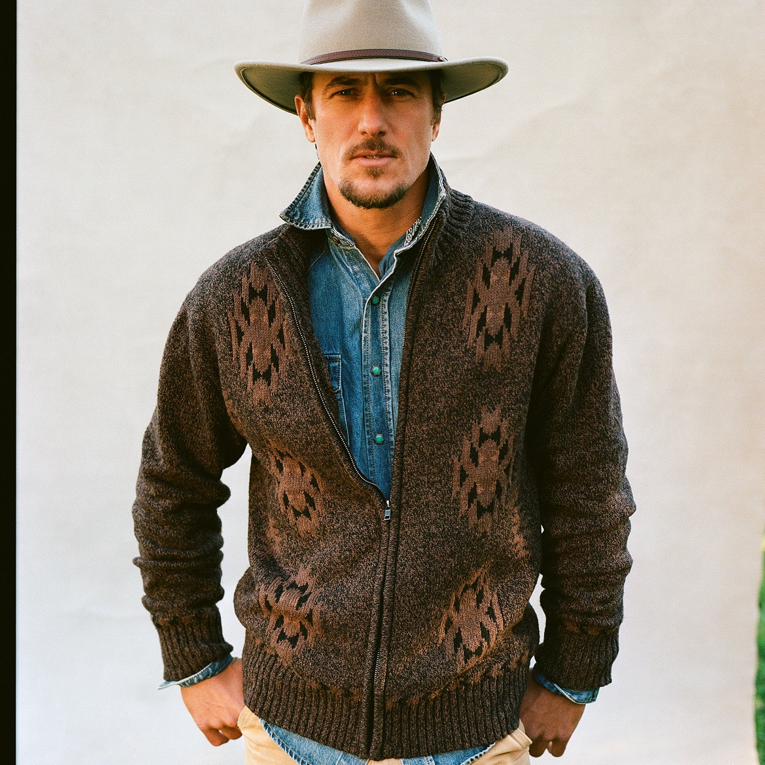 Brown Vertical Aztec Cardigan / Stetson