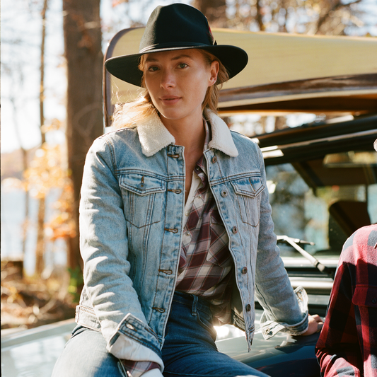 Blue Denim Sherpa Lined Jacket / Stetson