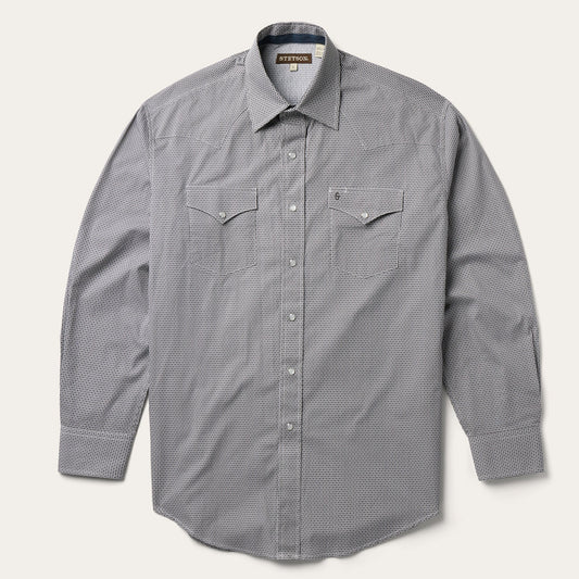 Grey Grey Geo Print Western Shirt / Stetson