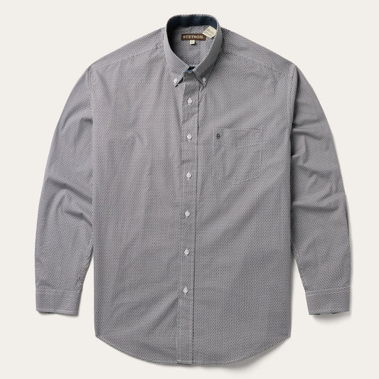 Grey Grey Geo Print Button Front Shirt / Stetson