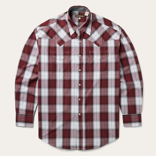 Wine Shadow Plaid Western Shirt / Stetson