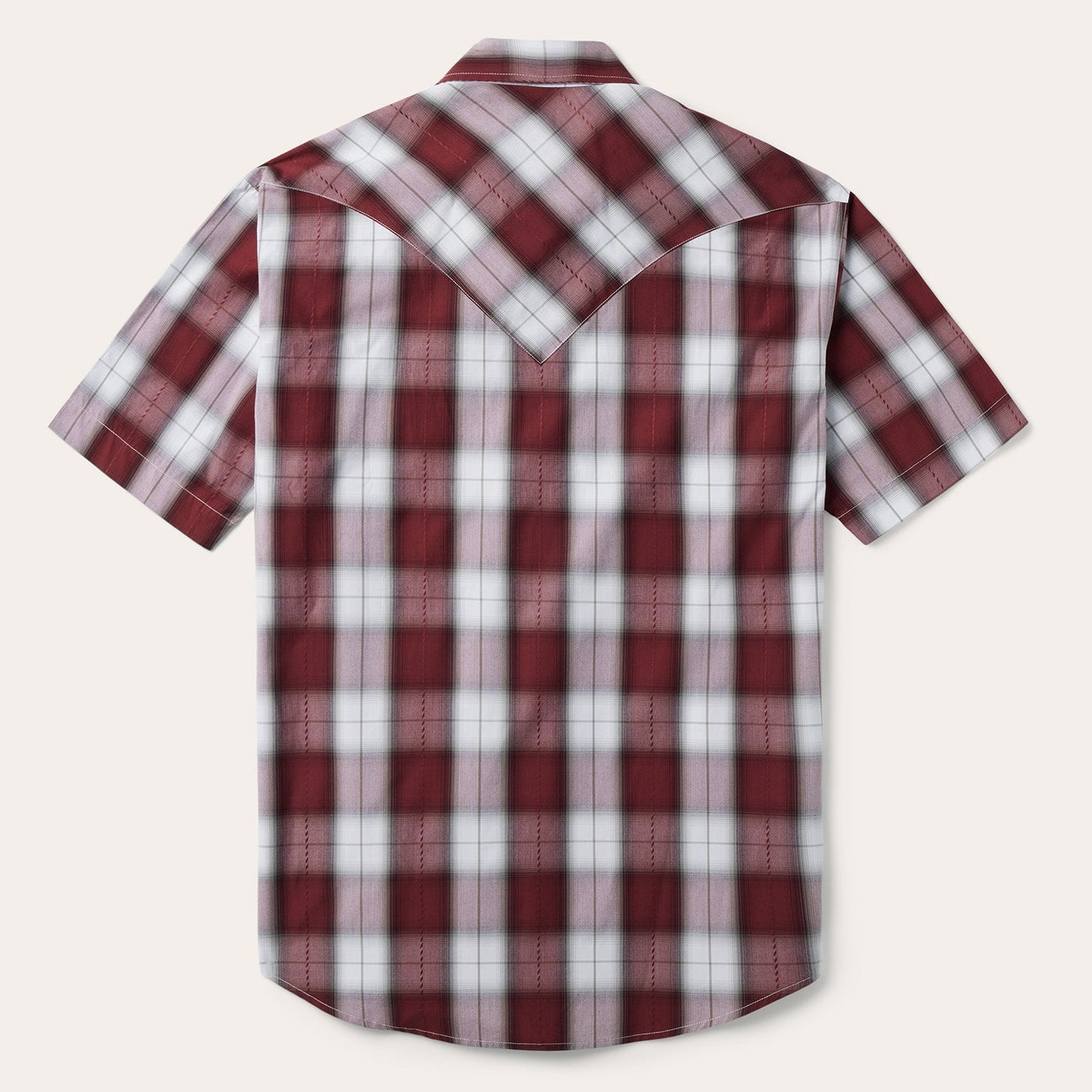 Wine Shadow Plaid Short Sleeve Western Shirt / Stetson