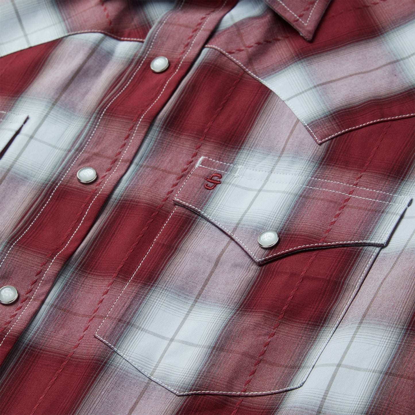Wine Shadow Plaid Short Sleeve Western Shirt / Stetson