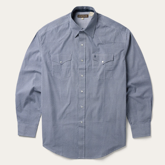 Blue Blue Deco Geo Print Western Shirt / Stetson