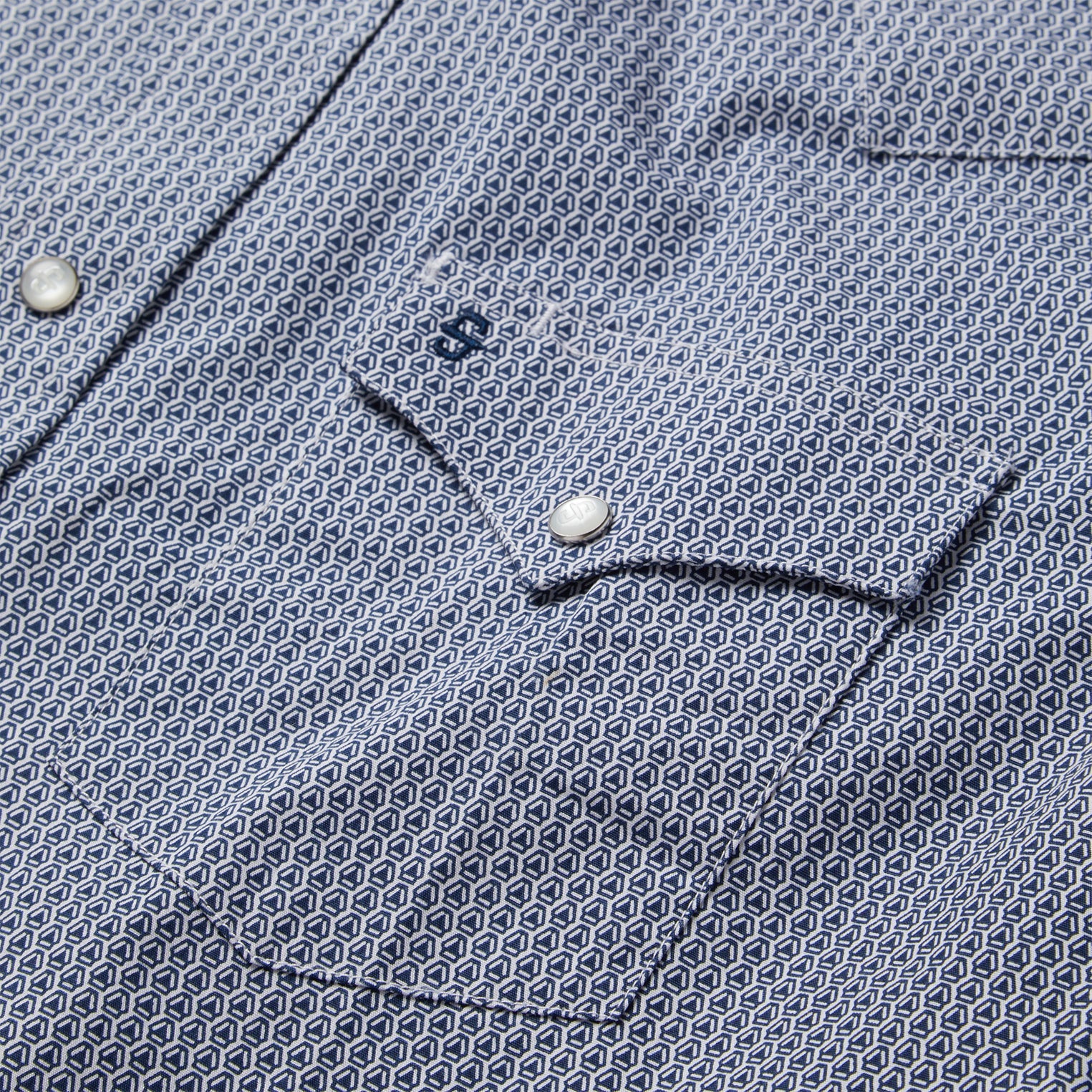 Blue Blue Deco Geo Print Western Shirt / Stetson