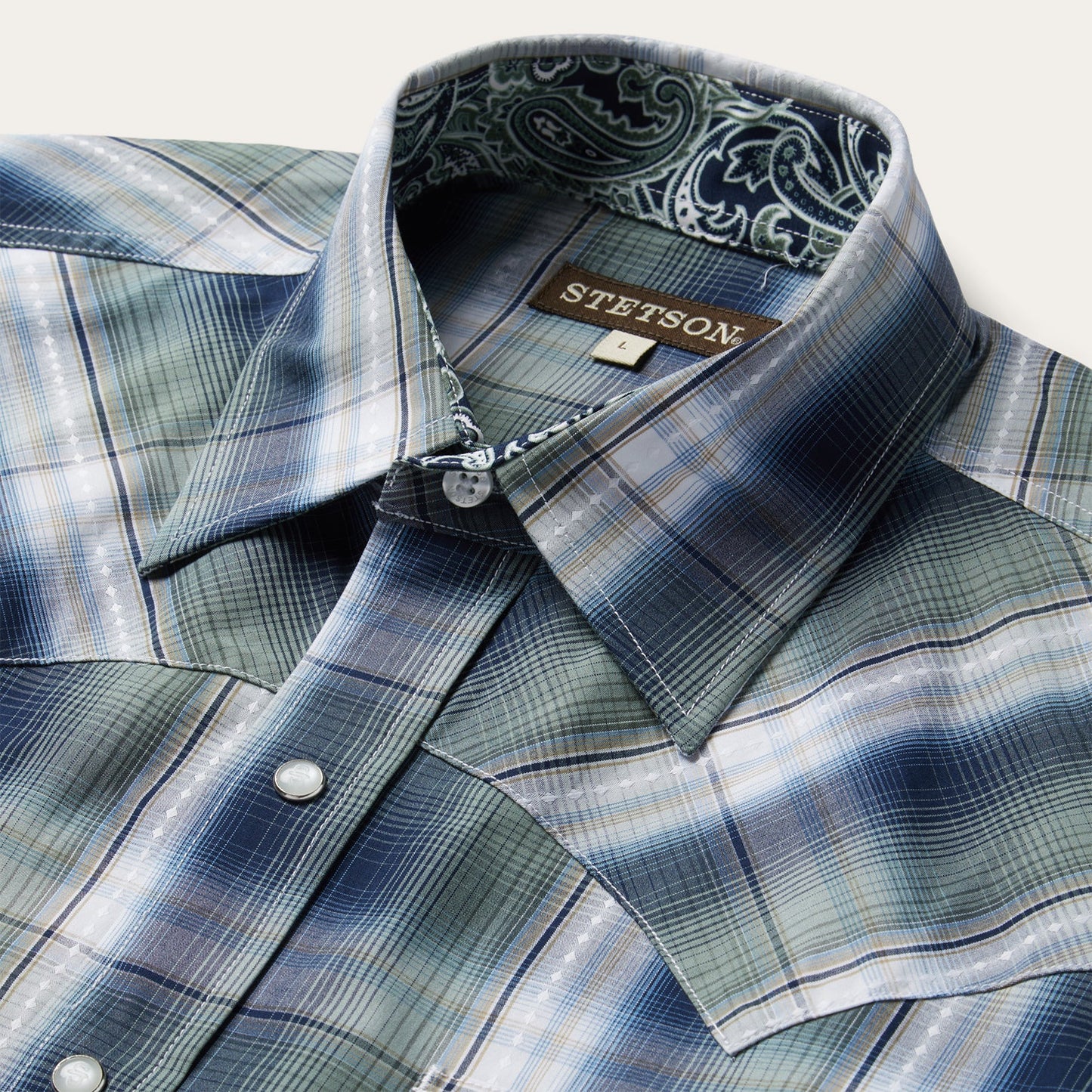 Green Lucky Diamond Plaid Western Shirt / Stetson