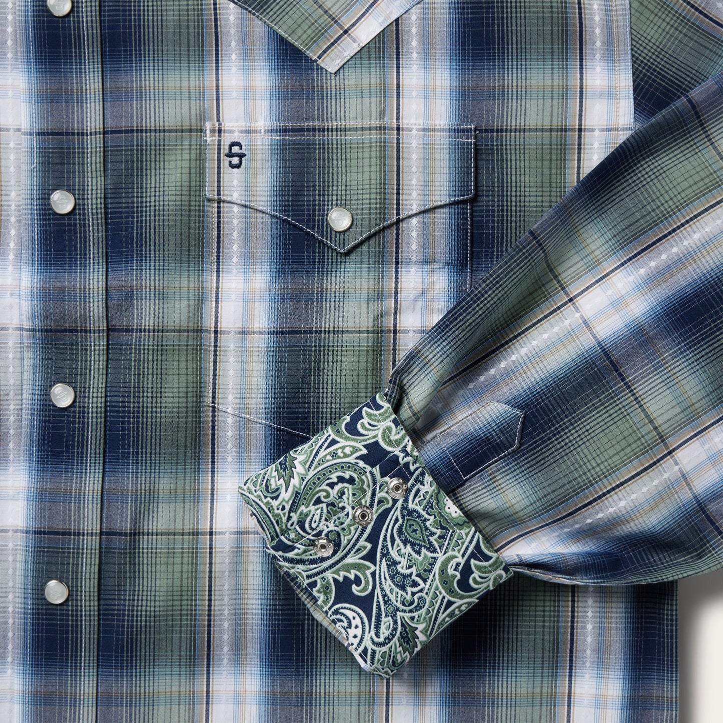Green Lucky Diamond Plaid Western Shirt / Stetson