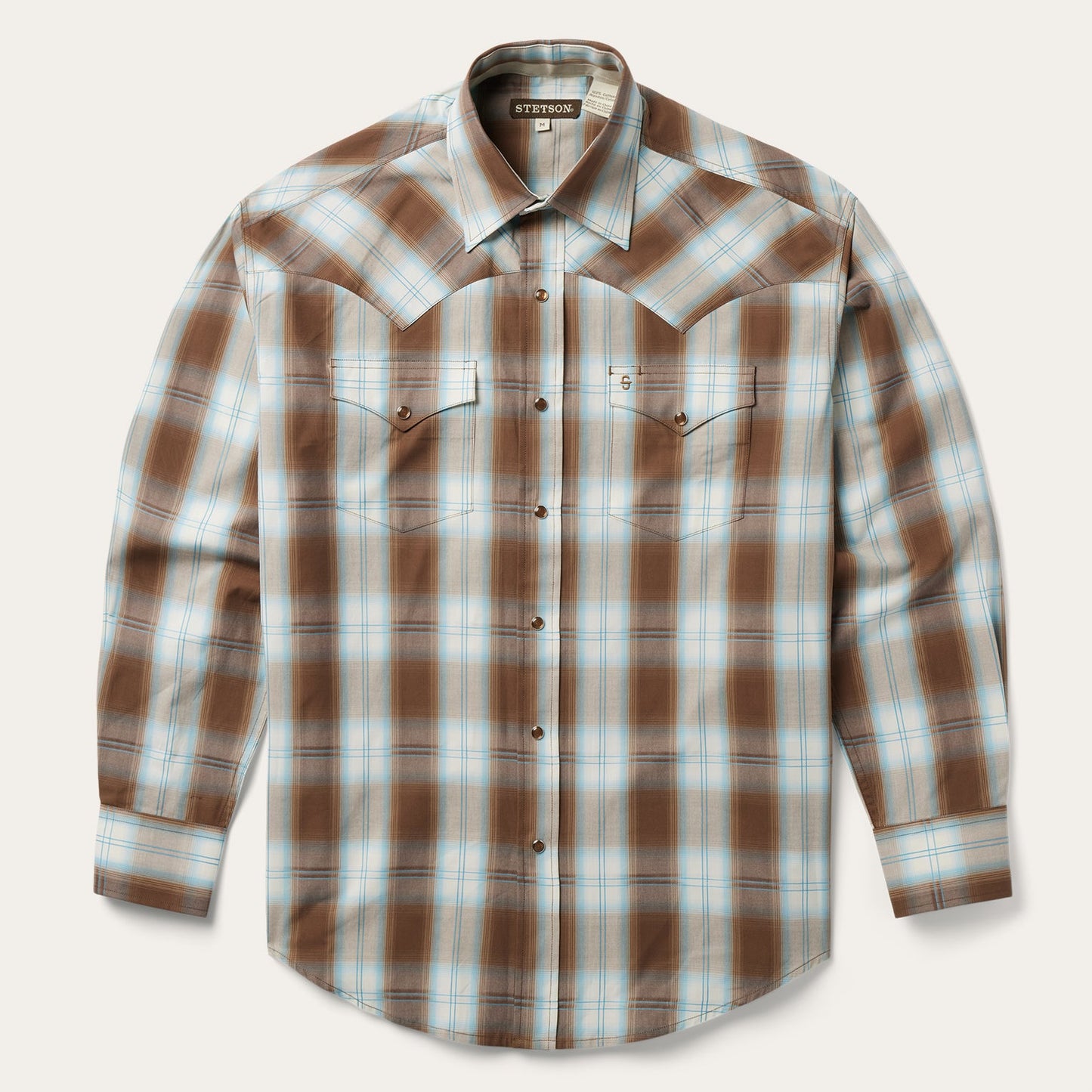 Brown Sand Ombre Plaid Western Shirt / Stetson