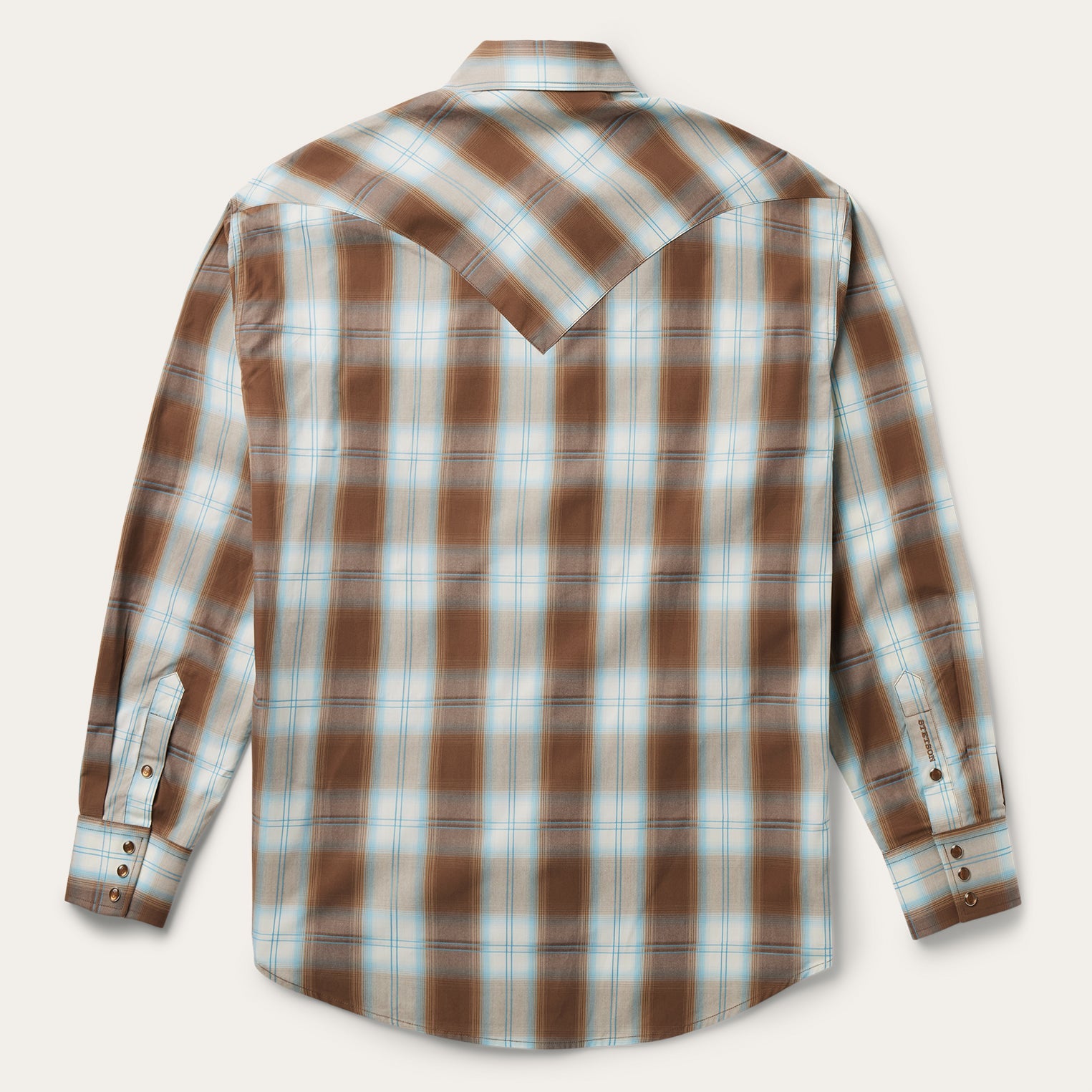 Brown Sand Ombre Plaid Western Shirt / Stetson