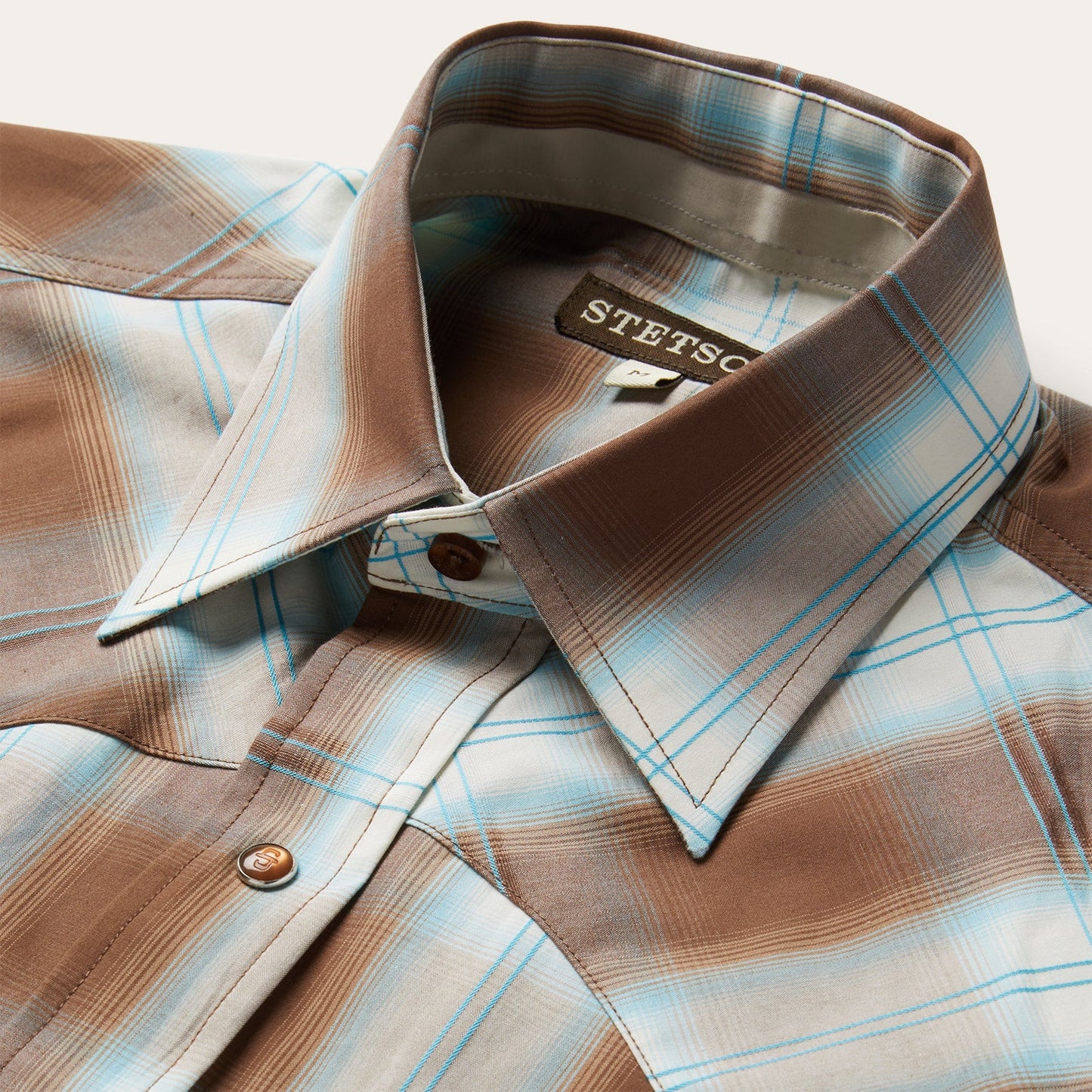 Brown Sand Ombre Plaid Western Shirt / Stetson