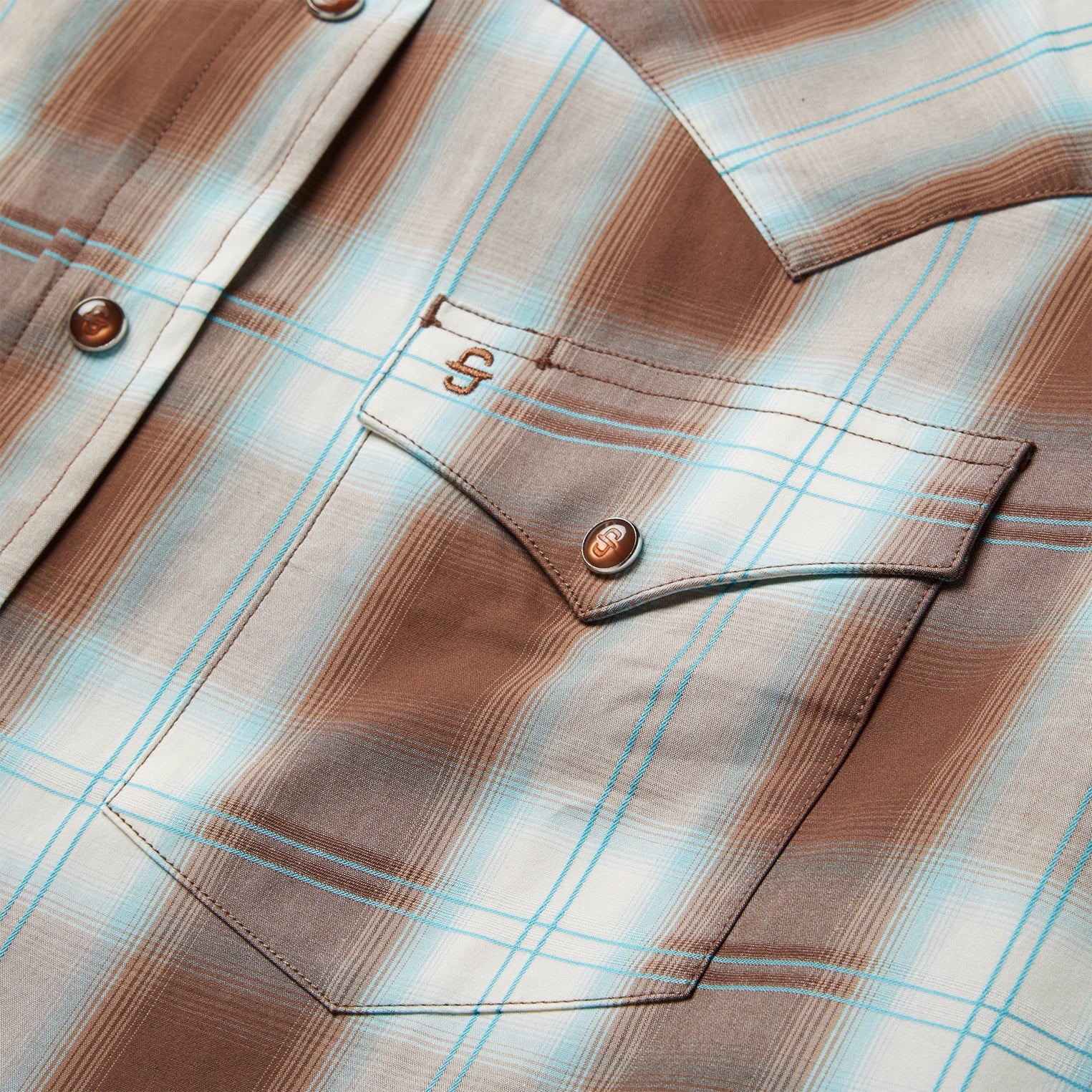 Brown Sand Ombre Plaid Western Shirt / Stetson