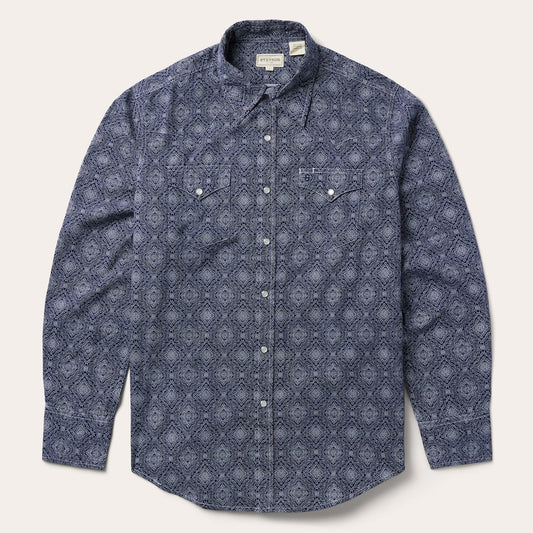 Blue Blue Medallion Print Western Shirt / Stetson