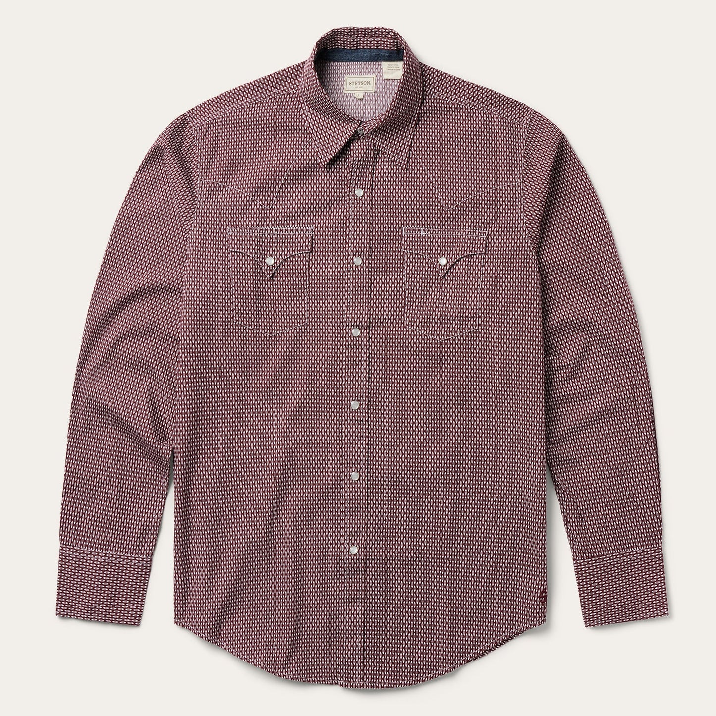 Red Broken Diamond Print Western Shirt / Stetson