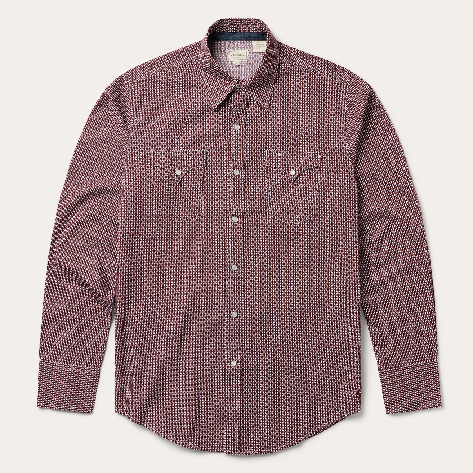 Red Broken Diamond Print Western Shirt / Stetson