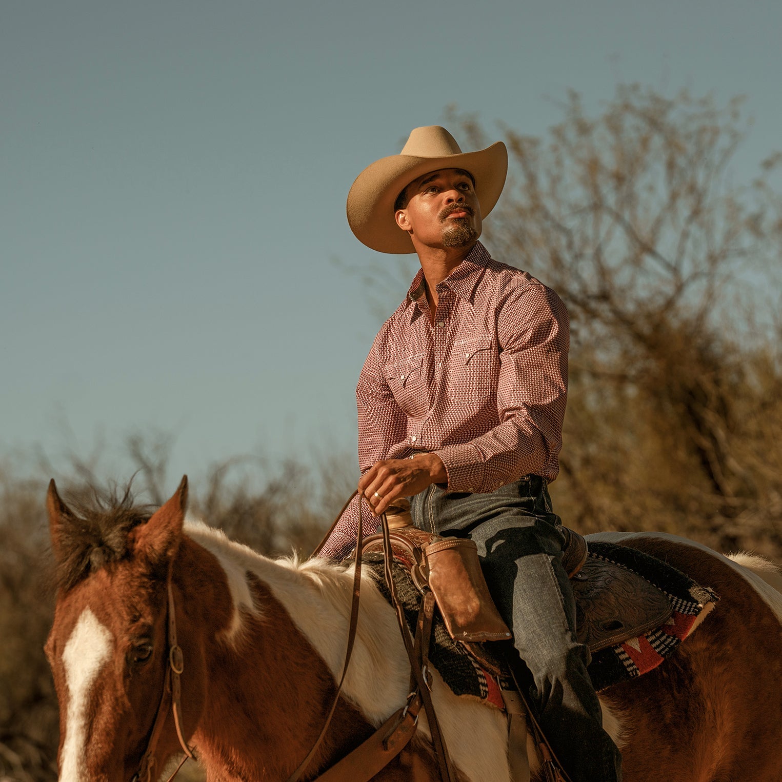 Red Broken Diamond Print Western Shirt / Stetson