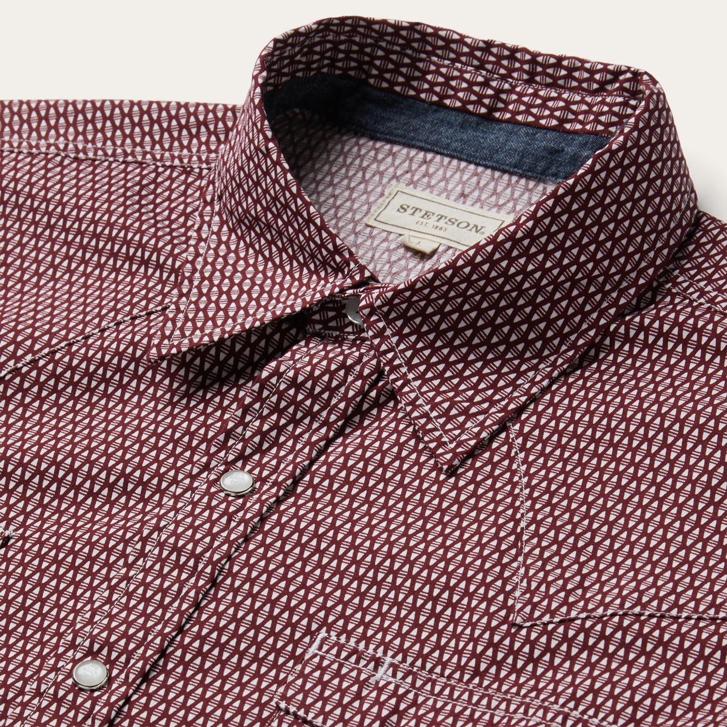 Red Broken Diamond Print Western Shirt / Stetson