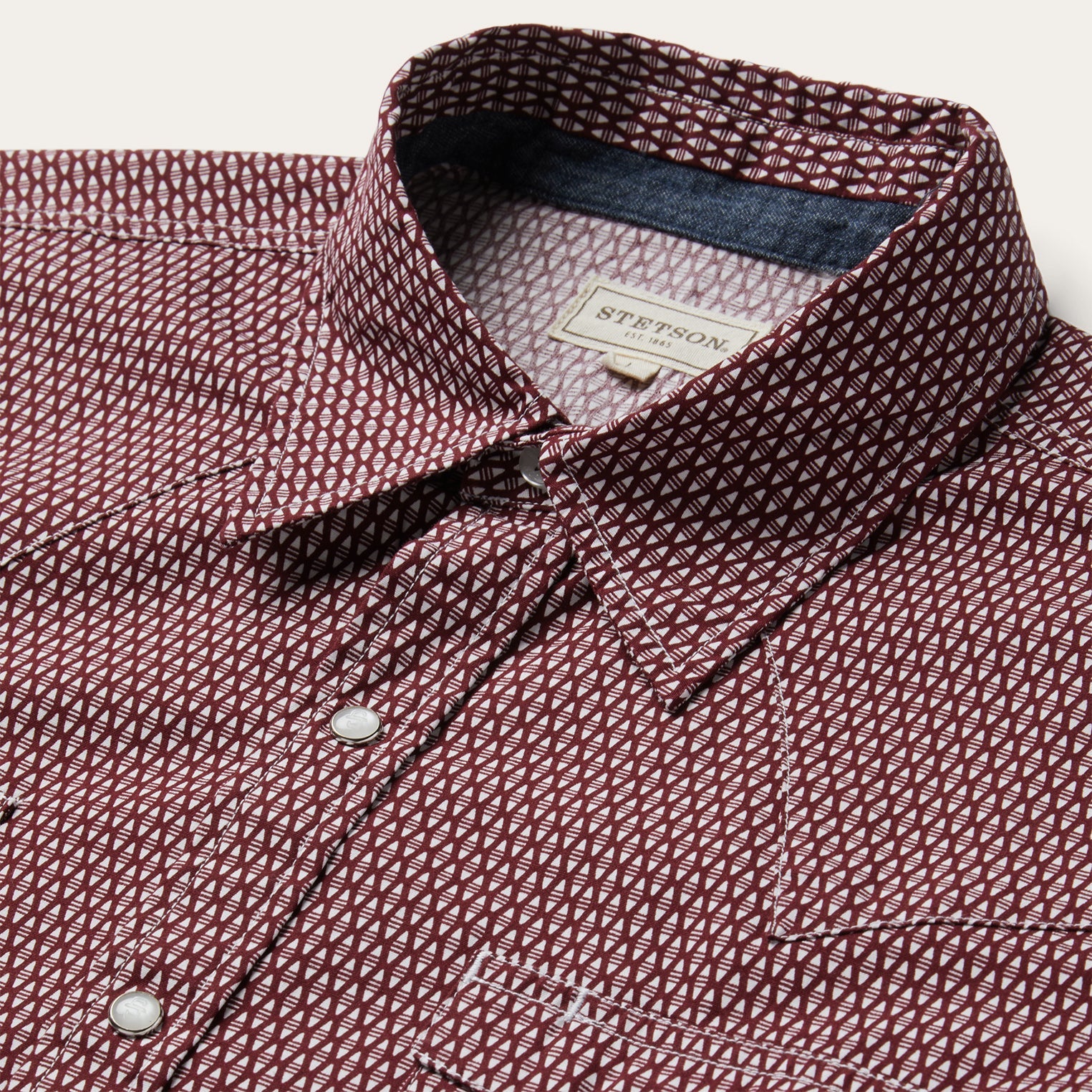 Red Broken Diamond Print Western Shirt / Stetson