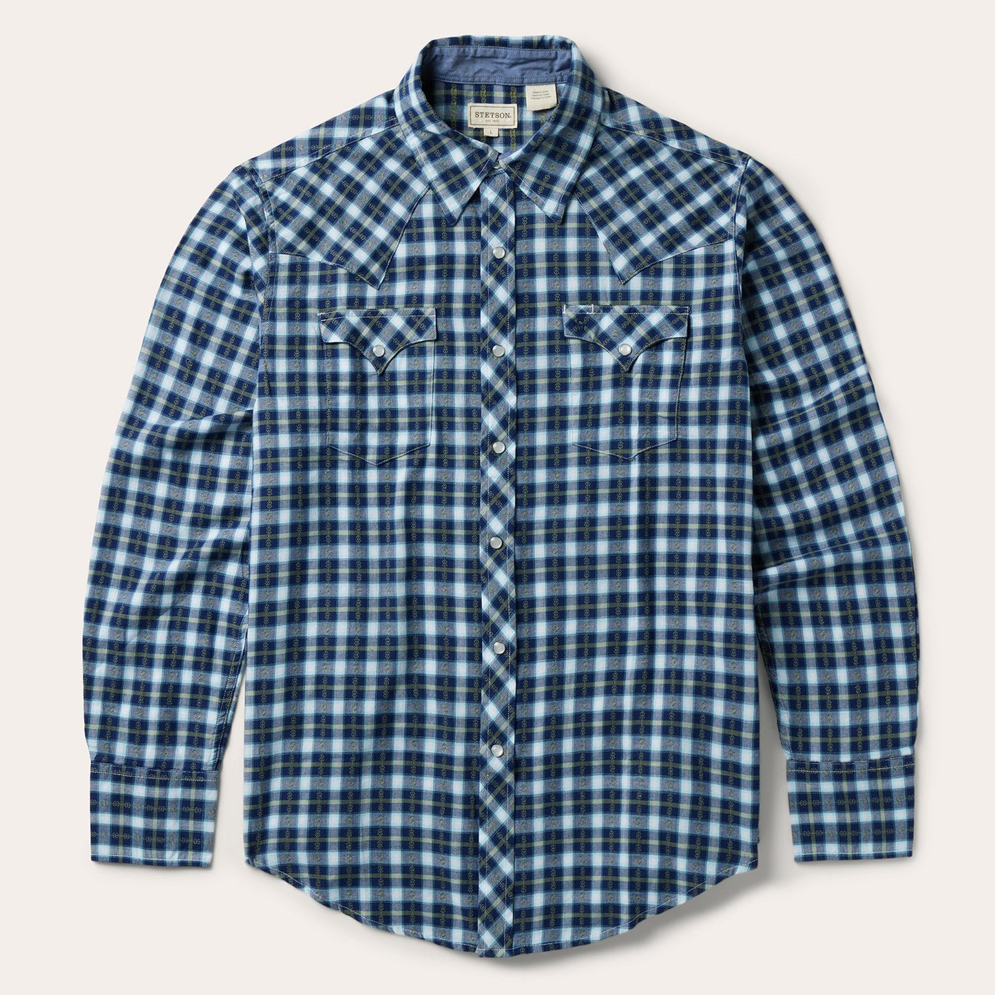 Blue Plaid Twill Dobby Western Shirt / Stetson