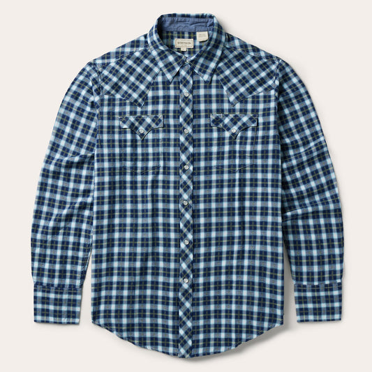 Blue Plaid Twill Dobby Western Shirt / Stetson