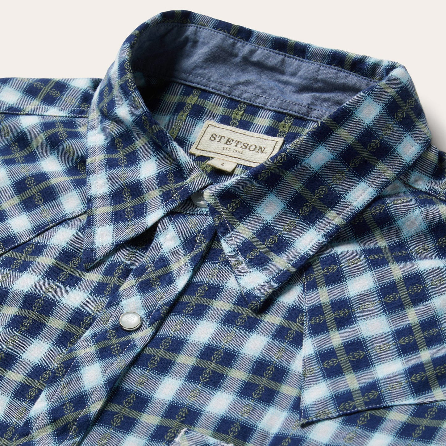 Blue Plaid Twill Dobby Western Shirt / Stetson