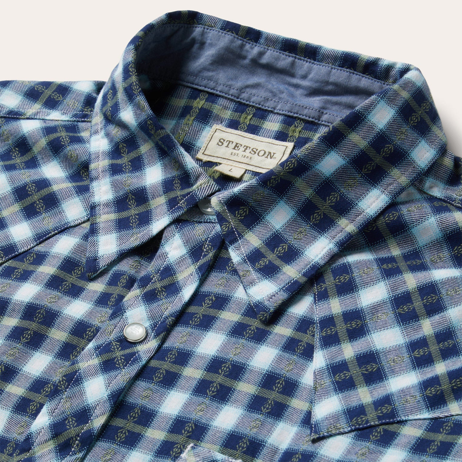 Blue Plaid Twill Dobby Western Shirt / Stetson
