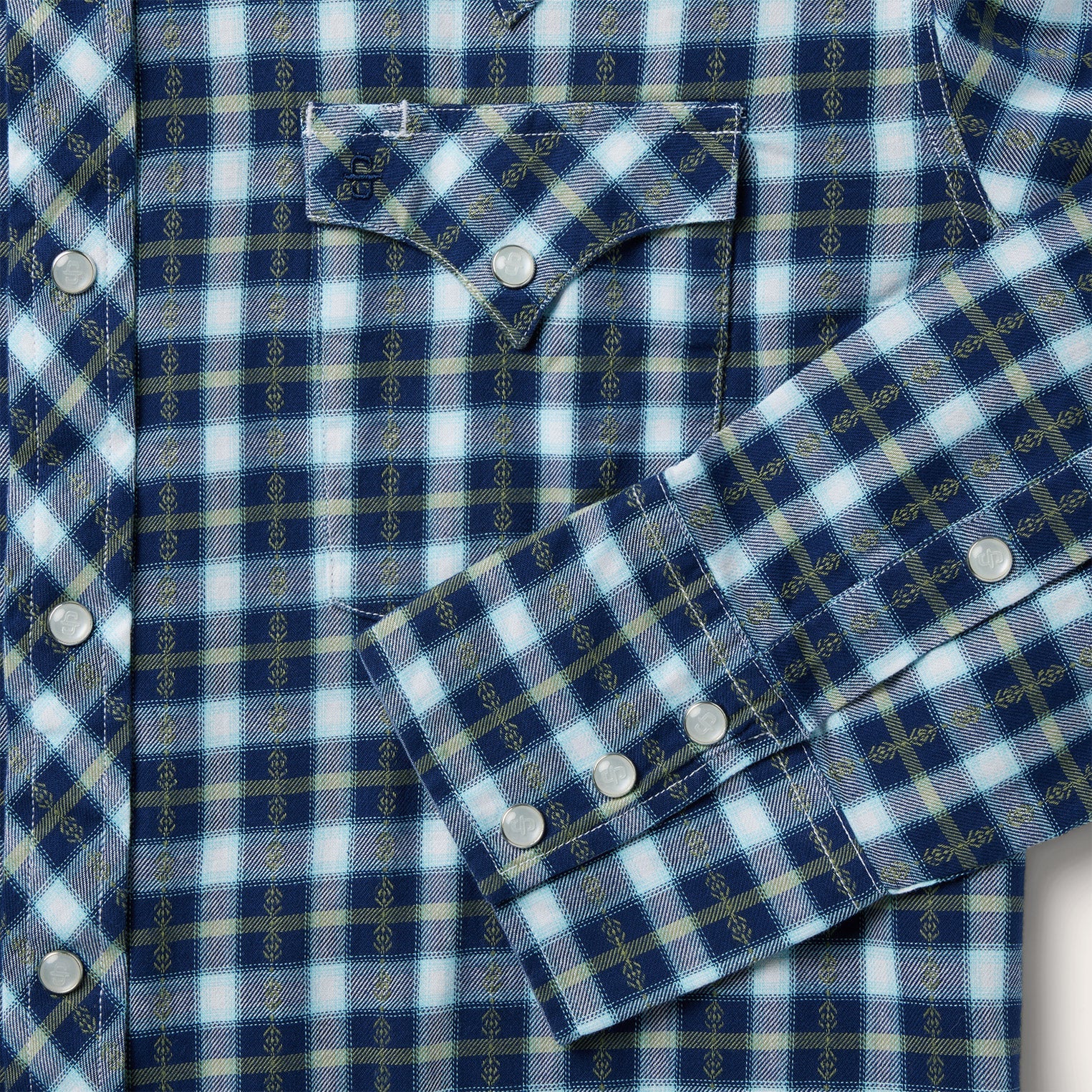 Blue Plaid Twill Dobby Western Shirt / Stetson